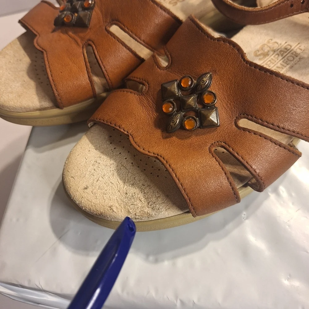 SAS Helena Tripad Comfort Tan Leather Women's Sandals. Size 7 M